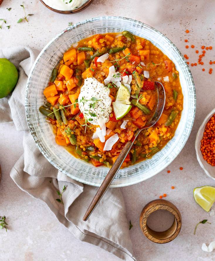 Süßkartoffel-Linsen-Eintopf