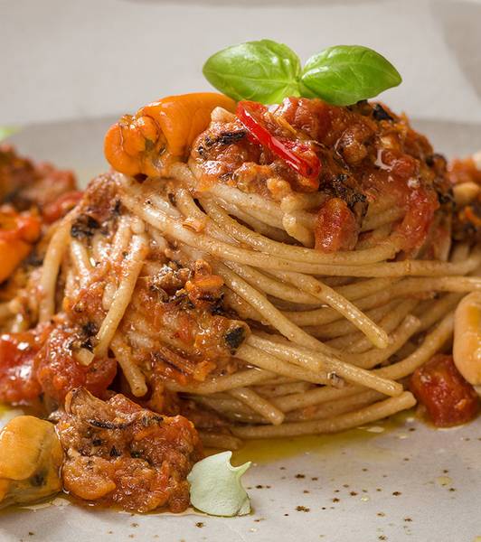 Vollkorn-Spaghetti mit Miesmuscheln
